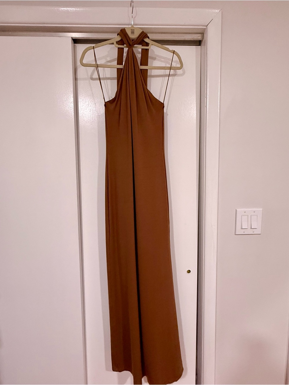 Alice + Olivia Rust Brown Halter Maxi Dress
